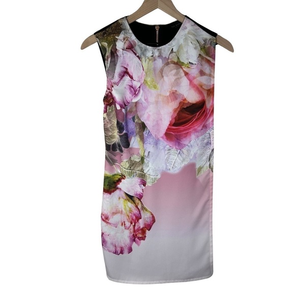 Ted Baker London Milisa Pure Peonie Sheath Printed Floral Mini Dress, Size 0 - Picture 1 of 6